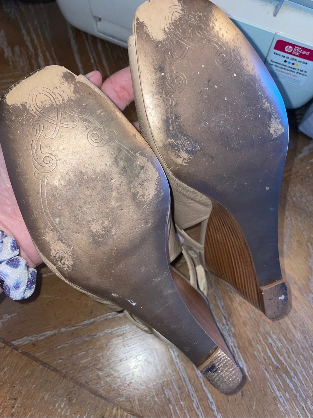 Tahari open toe sling back wedge